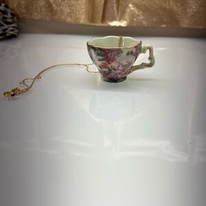 Tiny Floral Pink Teacup /trinket small earring holder Women Accessories